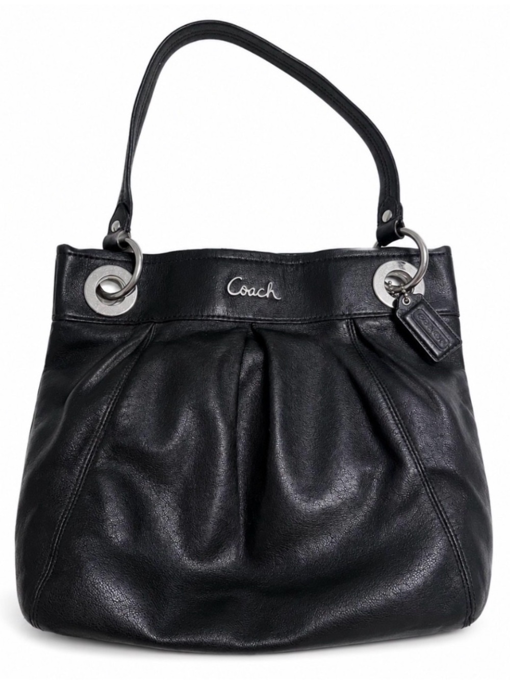 Coach Vintage Ashley Hippie Black Leather Pleated Shoulder Bag